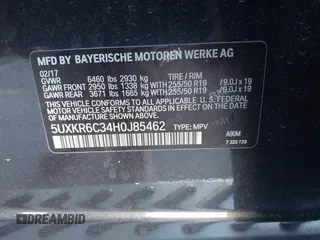 2017 BMW X5 xDrive50i z VIN 5UXKR6C34H0J85462, wystawiony jako IAAI lot #41768496 z przebiegiem 109 596 mil mil oraz . Historia ofert i sprzedaży dostępna na DreamBid. Obrazek 9.