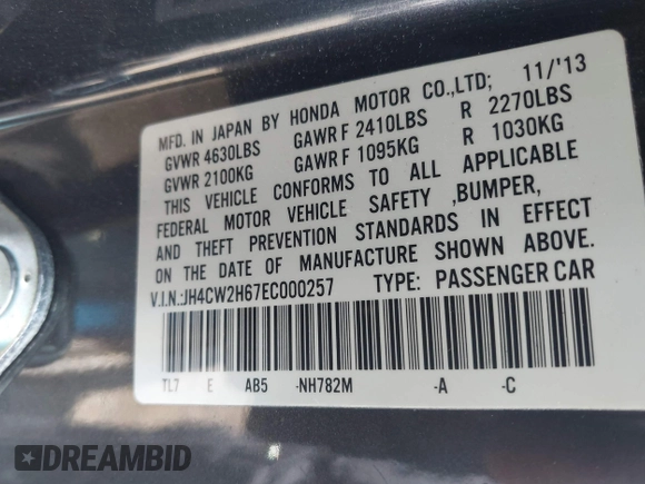 2014 Acura TSX Technology z VIN JH4CW2H67EC000257, wystawiony jako IAAI lot #42368784 z przebiegiem 74 400 mil mil oraz . Historia ofert i sprzedaży dostępna na DreamBid. Obrazek 9.