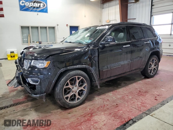 2020 Jeep Grand Cherokee Overland with VIN 1C4RJFCG0LC136132, listed as a Copart auction lot 45793435 with 66,491 mi miles and Salvage Title. Bid and sale history available at DreamBid. Image 1.