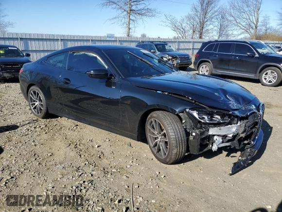2021 BMW 4 Series 430i xDrive with VIN WBA73AP01MCG48601, listed as a Copart auction lot 50017695 with 37,645 mi miles and Salvage Title. Bid and sale history available at carsss.com. Image 4.