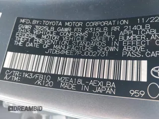 2023 Toyota Corolla LE z VIN JTDB4MEE7PJ002731, wystawiony jako IAAI lot #42155242 z przebiegiem 53 394 mil mil oraz . Historia ofert i sprzedaży dostępna na DreamBid. Obrazek 9.