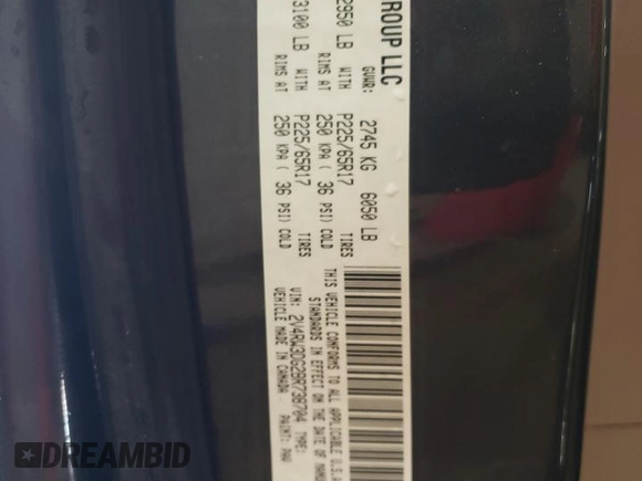 2011 Volkswagen Routan SE with VIN 2V4RW3DG2BR738704, listed as a Copart auction lot 58767625 with 116,886 mi miles and Salvage title. Bid and sale history available at DreamBid. Image 13.