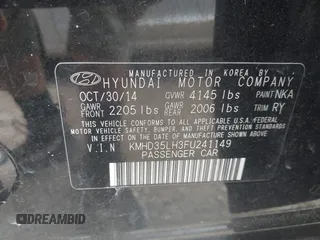 2015 Hyundai Elantra GT with VIN KMHD35LH3FU241149, listed as a IAAI auction lot 42163508 with 124,121 mi miles. Bid and sale history available at carsss.com. Image 9.