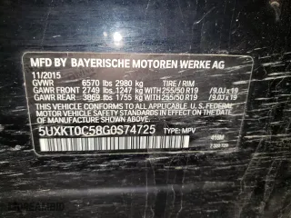 2016 BMW X5 eDrive xDrive40e with VIN 5UXKT0C58G0S74725, listed as a Copart auction lot 72125722 with NaN miles. Bid and sale history available at carsss.com. Image 13.