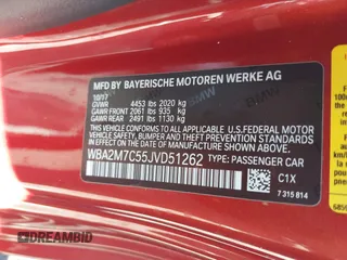 2018 BMW 2 Series 230i with VIN WBA2M7C55JVD51262, listed as a IAAI auction lot 41343333 with 29,537 mi miles. Bid and sale history available at carsss.com. Image 9.