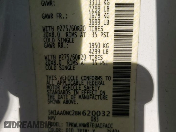 2011 Nissan Armada Platinum z VIN 5N1AA0NC2BN620032, wystawiony jako Copart lot #52098665 z przebiegiem Nie podano mil oraz Szkoda całkowita • Salvage title. Historia ofert i sprzedaży dostępna na DreamBid. Obrazek 13.
