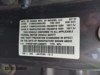 2020 Honda CR-V EX-L z VIN 7FARW1H87LE008872, wystawiony jako IAAI lot #42131283 z przebiegiem 61 482 mil mil oraz . Historia ofert i sprzedaży dostępna na DreamBid. Obrazek 9.