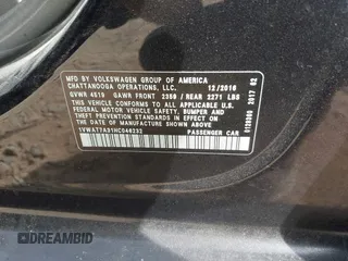 2017 Volkswagen Passat S z VIN 1VWAT7A31HC046232, wystawiony jako IAAI lot #42168299 z przebiegiem 88 658 mil mil oraz . Historia ofert i sprzedaży dostępna na DreamBid. Obrazek 9.