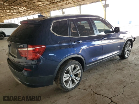 2014 BMW X3 xDrive35i with VIN 5UXWX7C5XE0E81308, listed as a Copart auction lot 52182575 with 110,137 mi miles and Salvage Title. Bid and sale history available at DreamBid. Image 3.