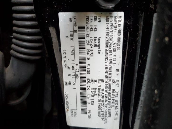 2018 Ford Focus SE with VIN 1FADP3F27JL218434, listed as a Copart auction lot 48356735 with 83,350 mi miles and Salvage Title. Bid and sale history available at carsss.com. Image 15.
