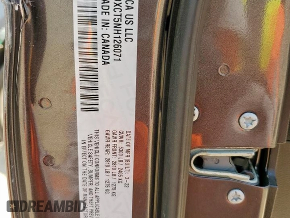 2022 Dodge Charger R/T with VIN 2C3CDXCT5NH126071, listed as a Copart auction lot 61129715 with Not provided miles and Salvage title. Bid and sale history available at DreamBid. Image 12.