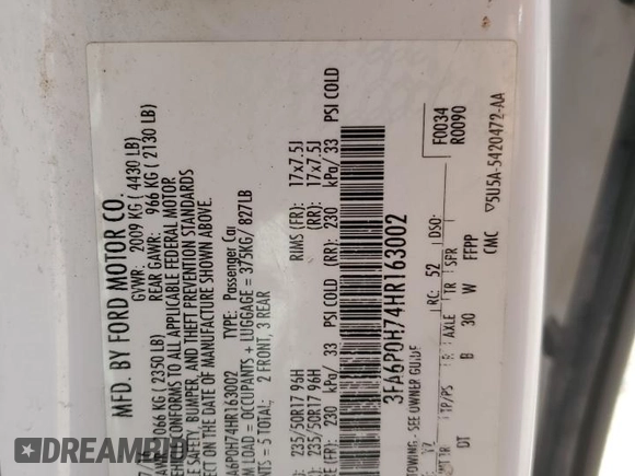 2017 Ford Fusion SE with VIN 3FA6P0H74HR163002, listed as a Copart auction lot 55080005 with 145,006 mi miles and Salvage title. Bid and sale history available at DreamBid. Image 13.
