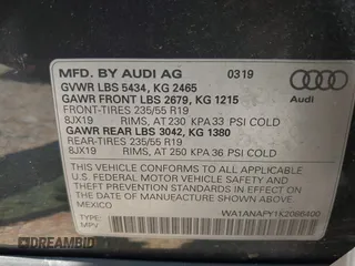 2019 Audi Q5 Premium with VIN WA1ANAFY1K2086400, listed as a IAAI auction lot 42483269 with 83,062 mi miles and . Bid and sale history available at DreamBid. Image 9.