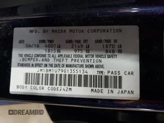 2016 Mazda 3 i Sport with VIN JM1BM1U79G1355134, listed as a Copart auction lot 55885965 with 66,375 mi miles and Salvage Title. Bid and sale history available at DreamBid. Image 12.