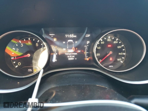 2019 Jeep Compass Latitude with VIN 3C4NJCBB5KT614941, listed as a Copart auction lot 86916084 with 80,884 mi miles and Salvage title. Bid and sale history available at DreamBid. Image 9.
