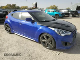2014 Hyundai Veloster Turbo with VIN KMHTC6AE8EU201724, listed as a Copart auction lot 77487444 with 163,334 mi miles and Salvage Title. Bid and sale history available at carsss.com. Image 4.