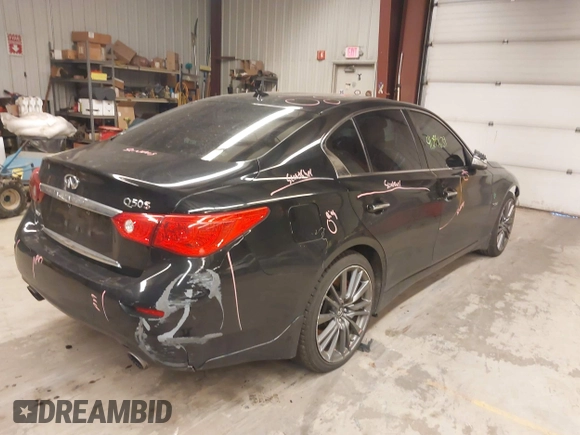 2017 Infiniti Q50 Red Sport 400 with VIN JN1FV7AR8HM870121, listed as a IAAI auction lot 41299639 with 110,302 mi miles. Bid and sale history available at carsss.com. Image 4.