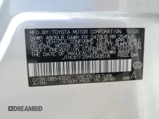 2021 Lexus IS 300 with VIN JTHC81F25M5043518, listed as a Copart auction lot 67741524 with 17,174 mi miles and Salvage title. Bid and sale history available at DreamBid. Image 12.