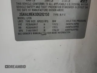2013 GMC Terrain SLE with VIN 2GKALMEK3D6282150, listed as a Copart auction lot 54271685 with 96,347 mi miles and Clean Title. Bid and sale history available at carsss.com. Image 13.