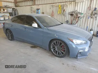 2021 Infiniti Q50 Red Sport 400 with VIN JN1FV7DR8MM881044, listed as a Copart auction lot 49596795 with 47,460 mi miles and Clean title. Bid and sale history available at DreamBid. Image 4.