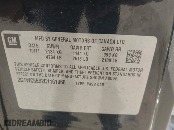 2012 Chevrolet Impala LTZ with VIN 2G1WC5E32C1161968, listed as a IAAI auction lot 42097208 with 96,883 mi miles and . Bid and sale history available at DreamBid. Image 9.