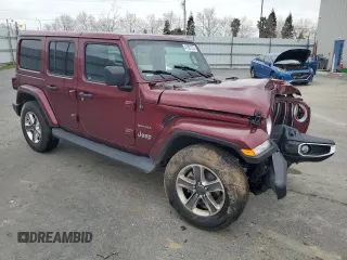 2021 Jeep Wrangler Unlimited Sahara with VIN 1C4HJXEN8MW613404, listed as a Copart auction lot 47881735 with 48,379 mi miles and Salvage title. Bid and sale history available at DreamBid. Image 4.
