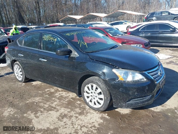 2014 Nissan Sentra SV with VIN 3N1AB7AP1EL658555, listed as a IAAI auction lot 41288954 with 195,203 mi miles. Bid and sale history available at carsss.com. Image 1.
