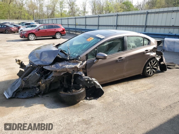 2015 Honda Civic EX-L with VIN 2HGFB2F90FH512353, listed as a Copart auction lot 54931545 with 150,461 mi miles and Salvage Title. Bid and sale history available at DreamBid. Image 1.