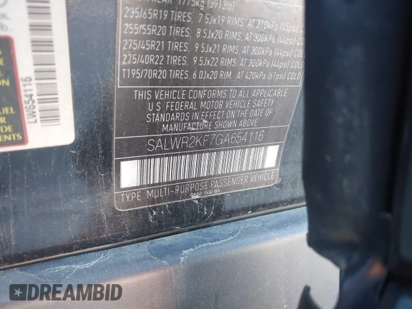 2016 Land Rover Range Rover Sport HSE с VIN SALWR2KF7GA654116, выставлен на аукционе IAAI как лот 41647353 с пробегом 97 221 миль миль и . История ставок и продаж доступна на DreamBid. Изображение 9.
