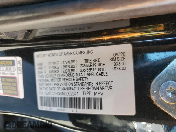 2021 Acura RDX with VIN 5J8TC1H34ML002641, listed as a Copart auction lot 64224785 with 92,337 mi miles and Salvage title. Bid and sale history available at DreamBid. Image 13.