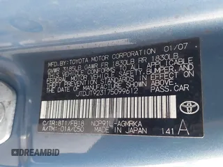 2007 Toyota Yaris с VIN JTDJT923175099612, выставлен на аукционе IAAI как лот 42495872 с пробегом 157 910 миль миль и . История ставок и продаж доступна на DreamBid. Изображение 9.