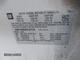 2012 GMC Terrain SLT-1 with VIN 2GKFLUE50C6187124, listed as a IAAI auction lot 41754397 with 178,038 mi miles and . Bid and sale history available at DreamBid. Image 9.