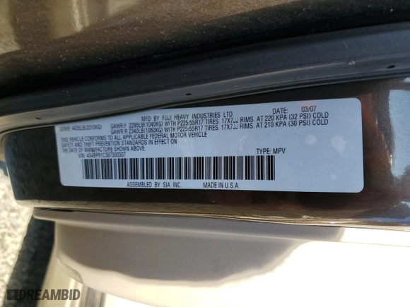 2008 Subaru Outback (Natl) i with VIN 4S4BP61C387300307, listed as a Copart auction lot 74107984 with 130,165 mi miles and Salvage Title. Bid and sale history available at carsss.com. Image 15.