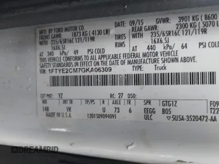 2016 Ford Transit с VIN 1FTYE2CM7GKA06309, выставлен на аукционе IAAI как лот 42212650 с пробегом 309 520 миль миль и . История ставок и продаж доступна на DreamBid. Изображение 9.