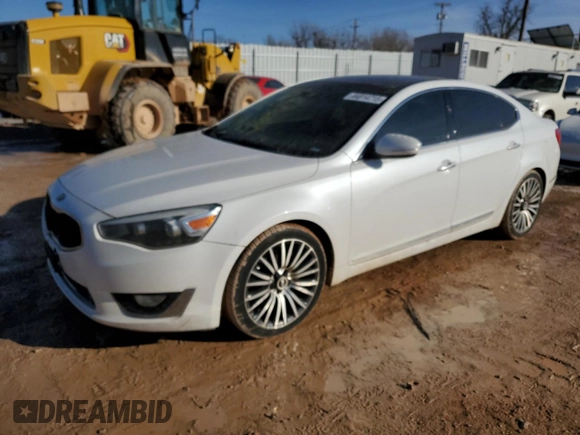 2014 Kia Cadenza Premium with VIN KNALN4D79E5131335, listed as a Copart auction lot 44814715 with 121,479 mi miles and Salvage Title. Bid and sale history available at carsss.com. Image 1.