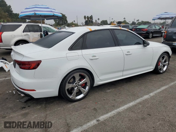 2019 Audi S4 Prestige with VIN WAUC4AF48KA093426, listed as a Copart auction lot 85475464 with 56,203 mi miles and Salvage Title. Bid and sale history available at carsss.com. Image 3.