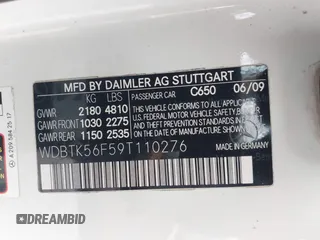 2009 Mercedes-Benz CLK 350 z VIN WDBTK56F59T110276, wystawiony jako IAAI lot #41800341 z przebiegiem 157 883 mil mil oraz . Historia ofert i sprzedaży dostępna na DreamBid. Obrazek 9.