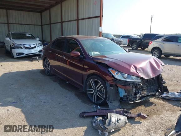 2017 Honda Accord Sport with VIN 1HGCR2F58HA025382, listed as a IAAI auction lot 42020349 with 107,021 mi miles. Bid and sale history available at carsss.com. Image 1.
