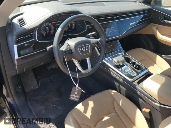 2023 Audi Q8 Premium Plus z VIN WA1EVBF1XPD017663, wystawiony jako Copart lot #54017405 z przebiegiem 22 800 mil mil oraz Czysty tytuł • Clean title. Historia ofert i sprzedaży dostępna na DreamBid. Obrazek 8.
