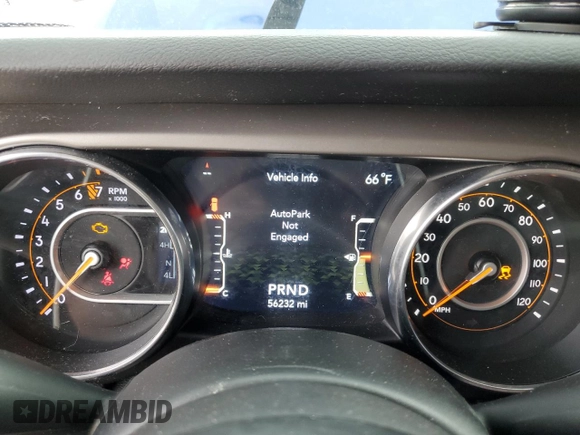 2019 Jeep Wrangler Unlimited Sport S with VIN 1C4HJXDG4KW599193, listed as a Copart auction lot 58918705 with 56,232 mi miles and Salvage title. Bid and sale history available at DreamBid. Image 9.