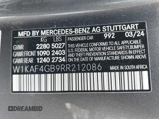2024 Mercedes-Benz C 300 with VIN W1KAF4GB9RR212086, listed as a IAAI auction lot 41979563 with 8,719 mi miles and . Bid and sale history available at carsss.com. Image 9.