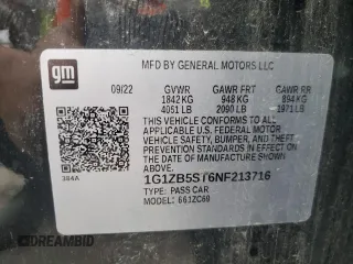 2022 Chevrolet Malibu LS with VIN 1G1ZB5ST6NF213716, listed as a Copart auction lot 67871534 with 38,985 mi miles and Salvage Title. Bid and sale history available at DreamBid. Image 14.