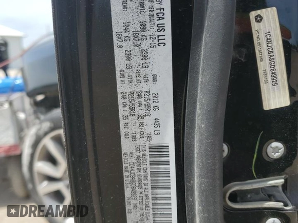 2016 Jeep Compass Sport SE with VIN 1C4NJCBA8GD649929, listed as a Copart auction lot 55960165 with 109,601 mi miles and Salvage title. Bid and sale history available at DreamBid. Image 13.