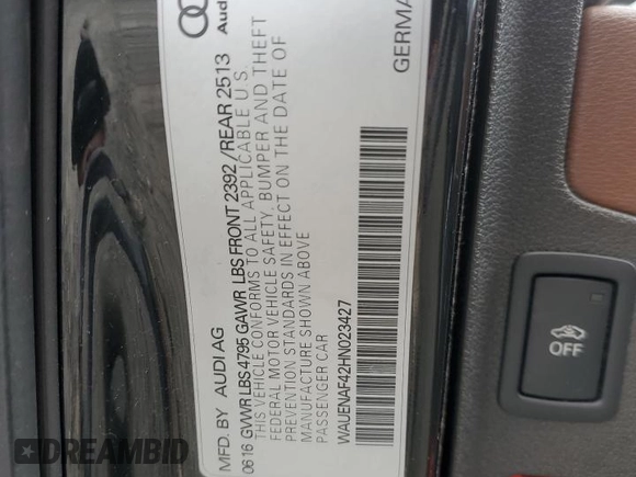 2017 Audi A4 Premium Plus с VIN WAUENAF42HN023427, выставлен на аукционе Copart как лот 52667185 с пробегом 198 014 миль миль и Списание • Salvage title. История ставок и продаж доступна на DreamBid. Изображение 12.