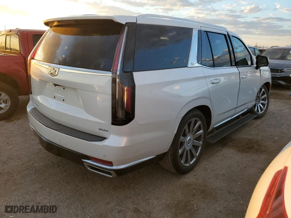 2021 Cadillac Escalade Premium Luxury Platinum with VIN 1GYS4DKL6MR228446, listed as a Copart auction lot 73197234 with 22,103 mi miles and Salvage Title. Bid and sale history available at carsss.com. Image 3.