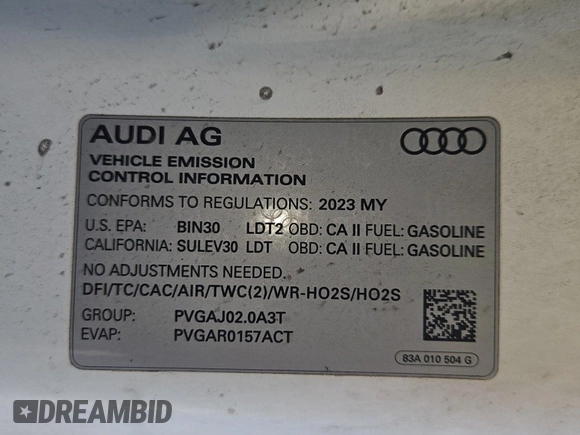 2023 Audi Q3 S line Premium with VIN WA1DECF3XP1106668, listed as a IAAI auction lot 42845143 with 46,005 mi miles and . Bid and sale history available at DreamBid. Image 35.