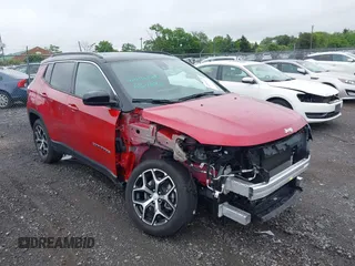 2024 Jeep Compass Limited z VIN 3C4NJDCN1RT140091, wystawiony jako IAAI lot #42216433 z przebiegiem 6 057 mil mil oraz . Historia ofert i sprzedaży dostępna na DreamBid. Obrazek 1.
