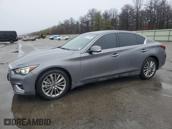 2023 Infiniti Q50 Luxe with VIN JN1EV7BR6PM541314, listed as a Copart auction lot 49377505 with 23,601 mi miles and Salvage title. Bid and sale history available at DreamBid. Image 1.