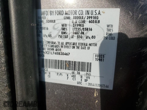 2004 Ford Super Duty F-250 XL with VIN 1FTNX21L74EB30467, listed as a Copart auction lot 72428484 with 115,177 mi miles and Clean Title. Bid and sale history available at carsss.com. Image 12.