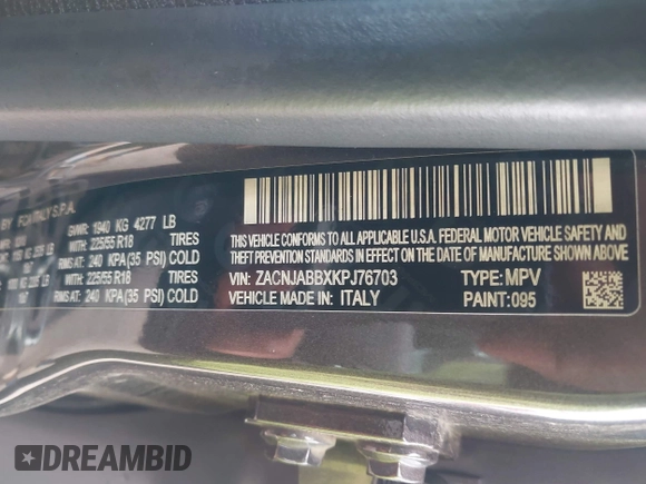 2019 Jeep Renegade Latitude z VIN ZACNJABBXKPJ76703, wystawiony jako IAAI lot #42151566 z przebiegiem 91 372 mil mil oraz . Historia ofert i sprzedaży dostępna na DreamBid. Obrazek 9.